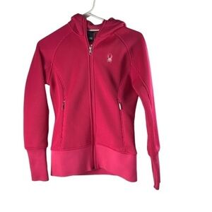 Spyder pink textured zip up hooded sweatshirt jacket size Small women’s